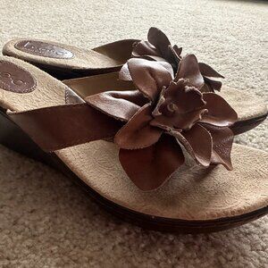 BORN - Boc Leather Floral Wedge Heel Side